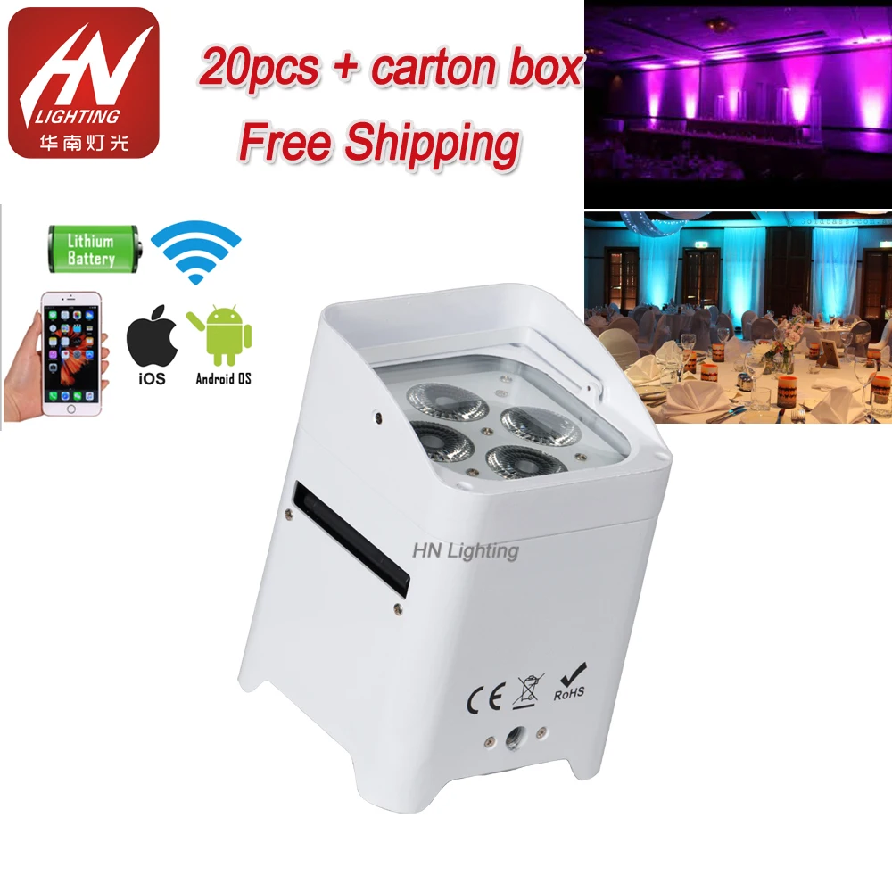 

20pcs Wedding 4*18w battery Wifi Remote mini par light wireless uplights for sale