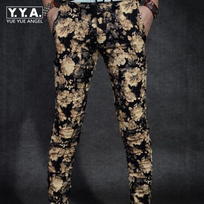 Брюки Карандаш мужские с цветочным принтом размеры 28 36|pants for men|men's skinny pantsskinny pants
