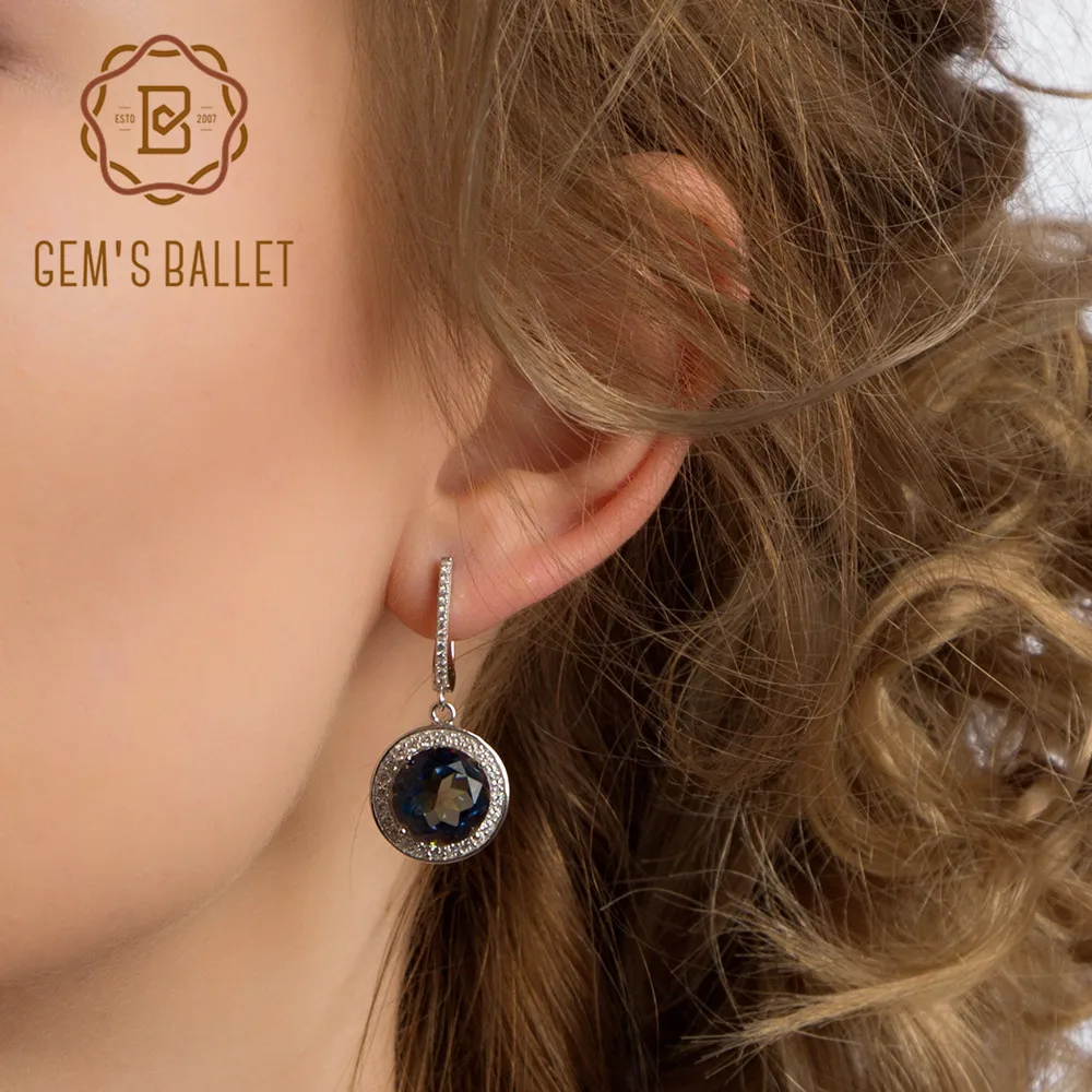 

Gem's Ballet 9.58Ct Vintage Drop Earrings Natural Blueish Mystic Quartz Gemstone 925 Sterling Silver for Women Wedding Earrings
