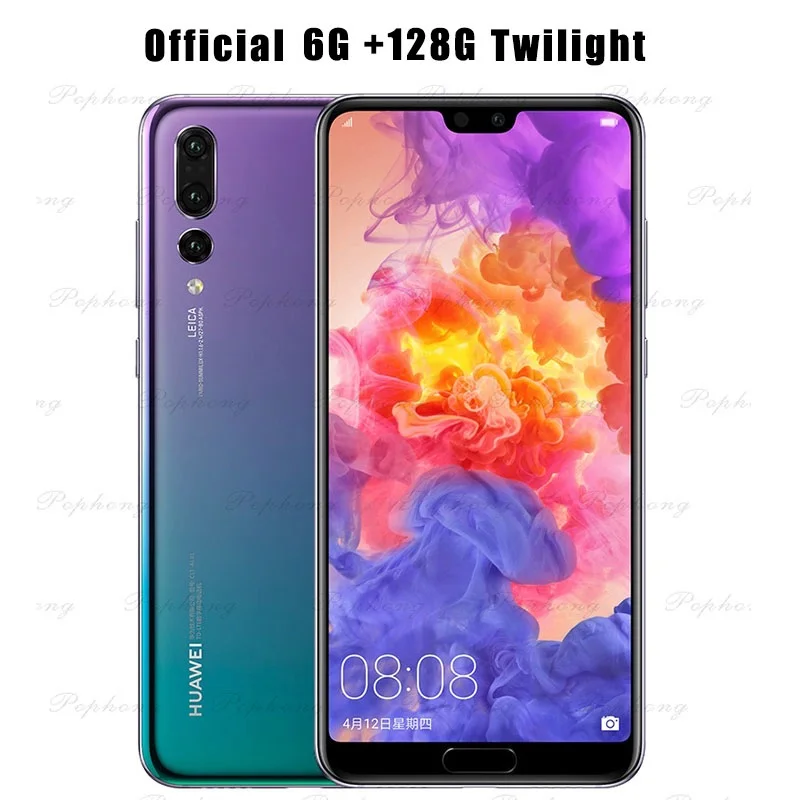 Смартфон huawei P20 Pro, 6,1 дюймов, 6 ГБ, 128 ГБ, Kirin 970, четыре ядра, Android 8,1, Face ID, 4000 мАч, huawei SuperCharge - Цвет: 6G 128G Twilight