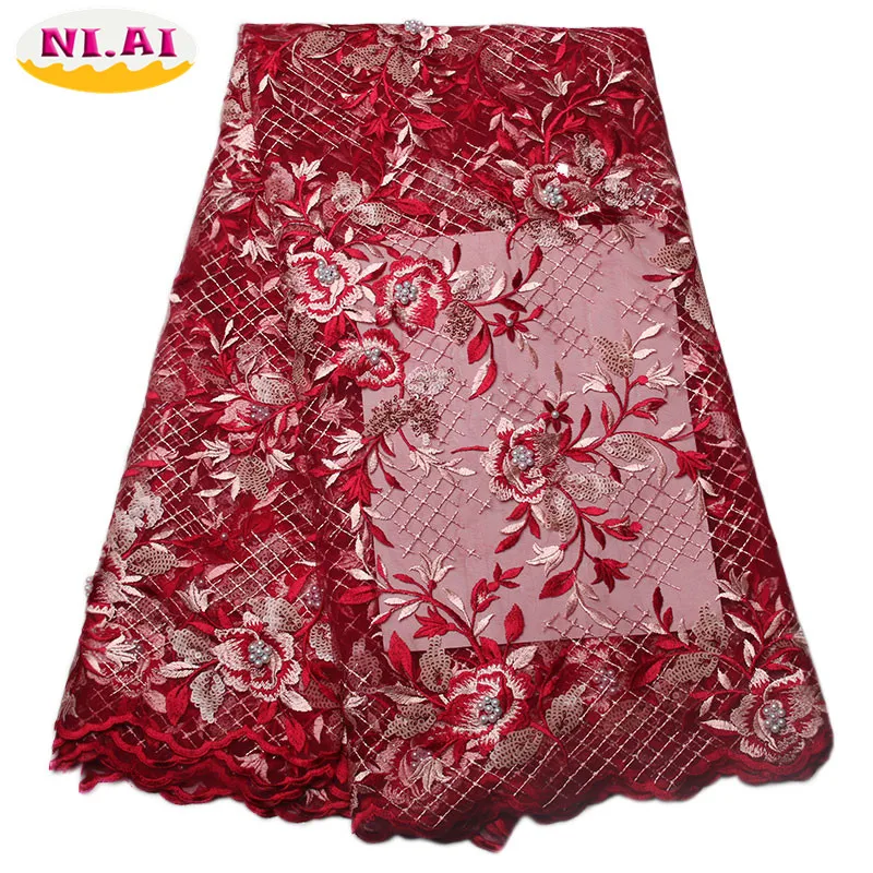 

Sequin Lace Fabric Flower Embroidered Lace Trim Nigerian Lace Fabrics For Wedding 2017 French Nigeria White Lace Fabric XY954B-1