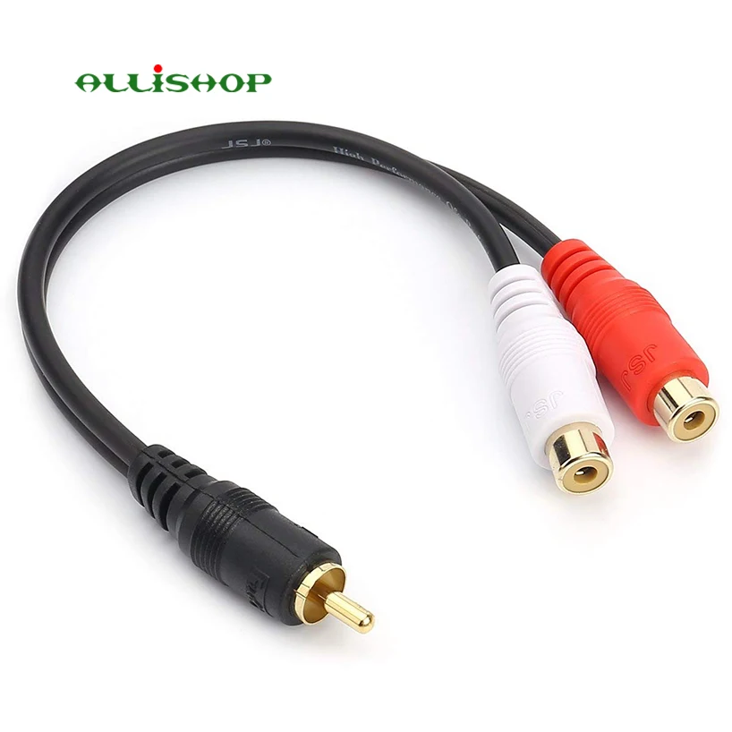 

RCA (M) to 2 RCA (F) Stereo Audio Subwoofer Cable (24k Gold Plated) RCA 1 Male to 2 Female Y Splitter Connectors Extension Cord