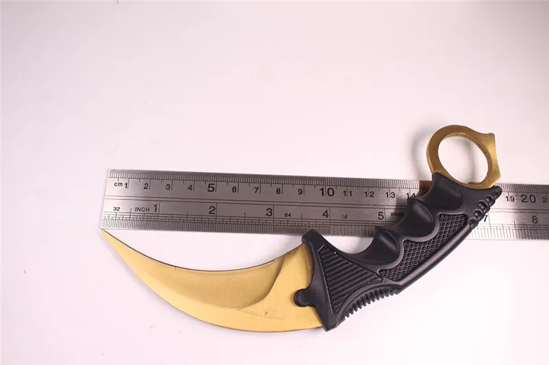 Нож Karambit Cs Go, охотничий нож для выживания, тактические ножи Navajas Supervivencia, настоящий нож s Outillage Couteau Tactique Facas - Цвет: golden