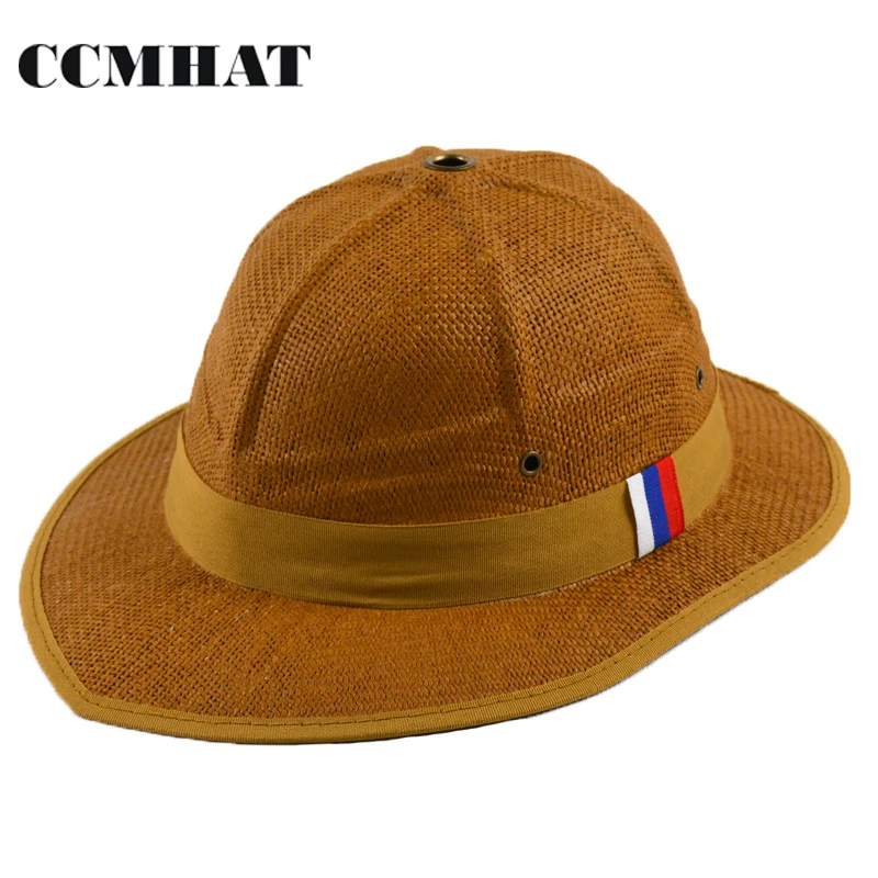 Helmet Pith For Men's Straw Hat 2017 Novelty 100 Paper Women's Sun Hat Solid Adult Panama