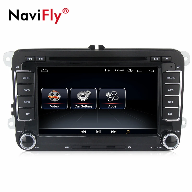 Best NaviFly Android 8.1 Car radio GPS Navigation For Volkswagen POLO PASSAT TOURAN Golf 5 6 Skoda Seat Leon B6 dvd player WIFI BT 1