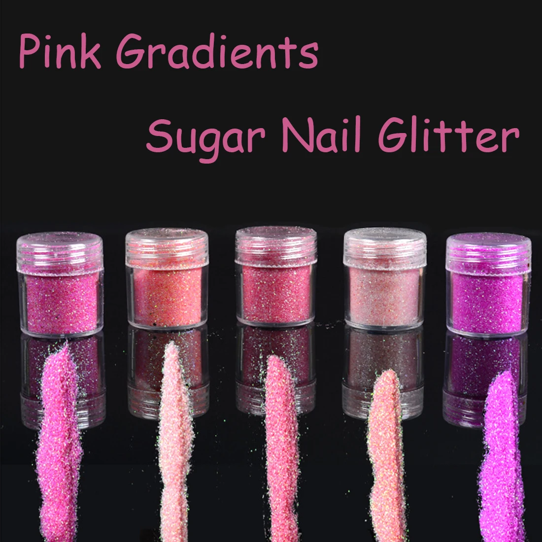 

Pink Gradients Mini Size Shining Nail Glitter Dazzling Nail Dust for Nail Art 1 Bottle 10ml Sweety Fingertip Sugar Sandy Powder