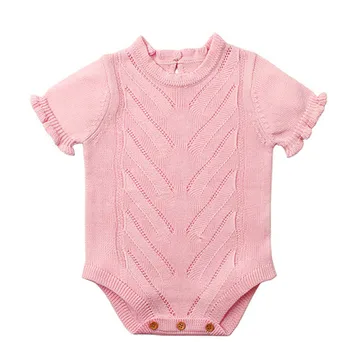 

Girl Infant knitted Rompers Baby Girls jumpsuits New Spring Kids Sweet Knitted Overalls Ruffles Princess Infant Romper