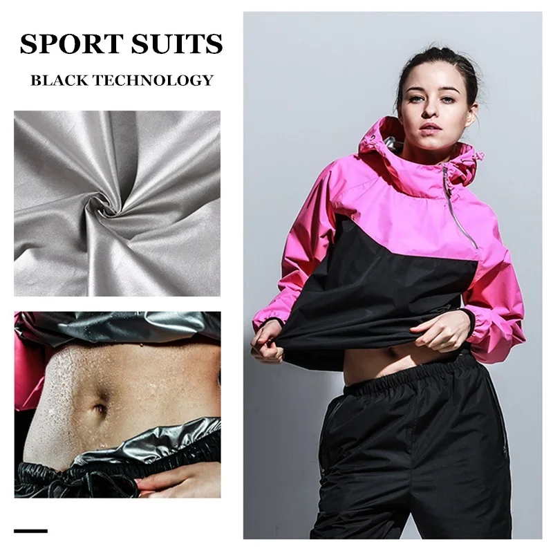 

Women Sport Suits Fitness Weight Loss Sportswear Sweat Boost Sauna Suit Exercise Gym Workout Running Set Anti-Rip Jogging Suits