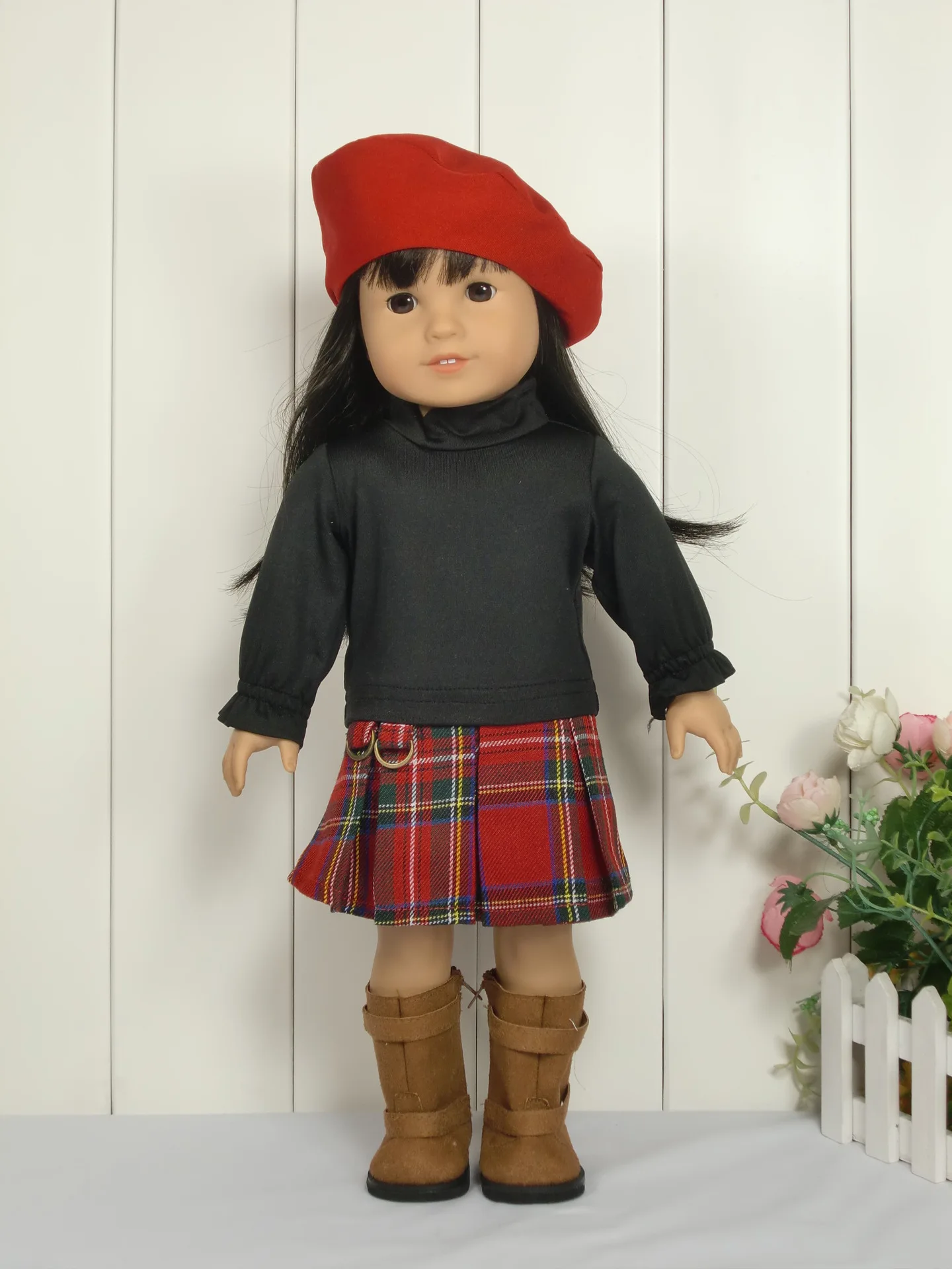 3pcs set 1hat 1 shirt 1 Dress The Scotland Dress Suit For 18 Inch American Girl