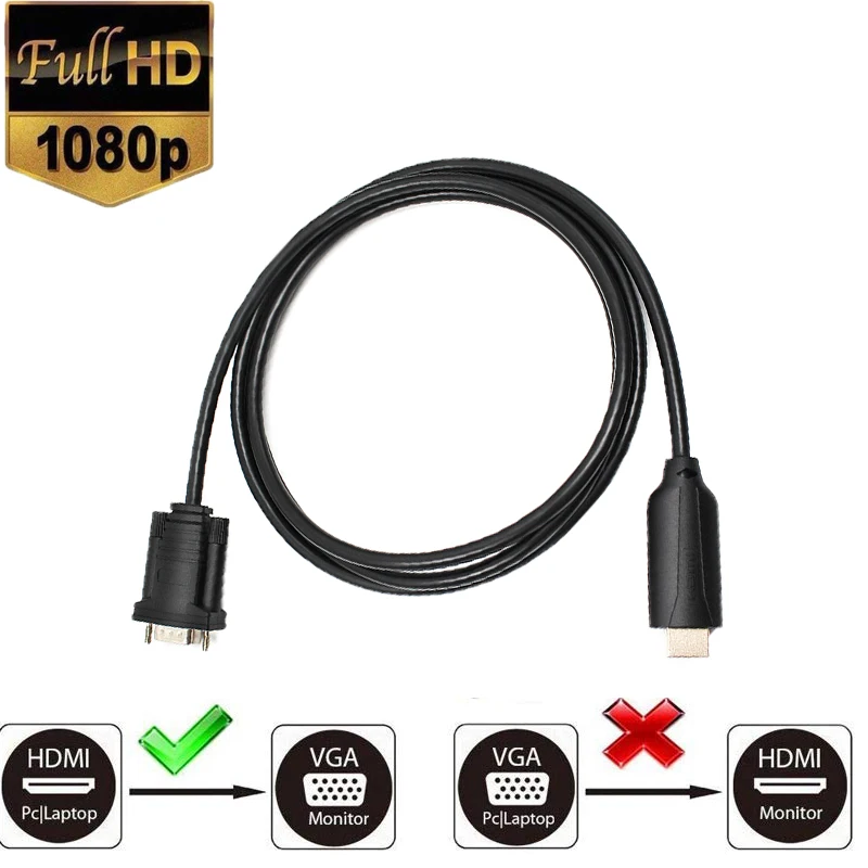 

HDMI VGA Cable HDMI to VGA Cable Cord Audio Video HDMI male to VGA male cable 1920*1080P For PC Monitor HDTV Projector