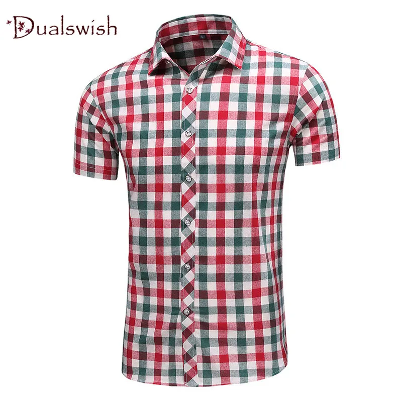 The New Lattice Shirts Men Short Sleeve Loose Single-Breasted Summer Cotton Casual Square Collar Wild Free Hot Fashion NCX-003 | Мужская