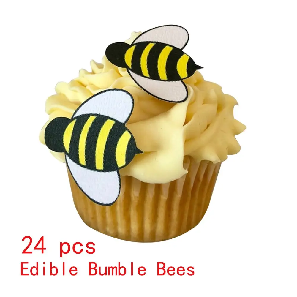 Edible Bee Cupcake Decoration Wafer Cupcake Toppers Bumble Bees