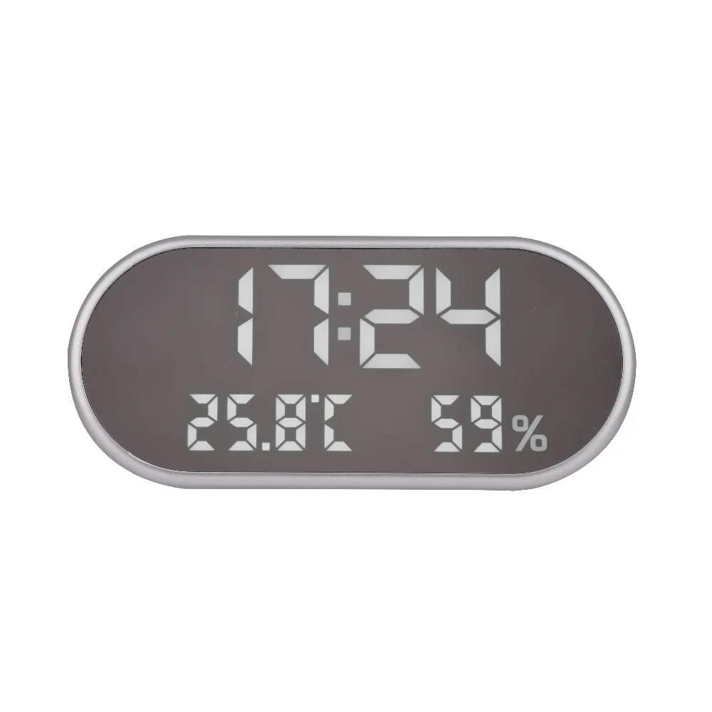 Cheap Digital Alarm Clock Portable Mirror HD LED Display with Time Humidity Temperature Display Function USB Port Charging