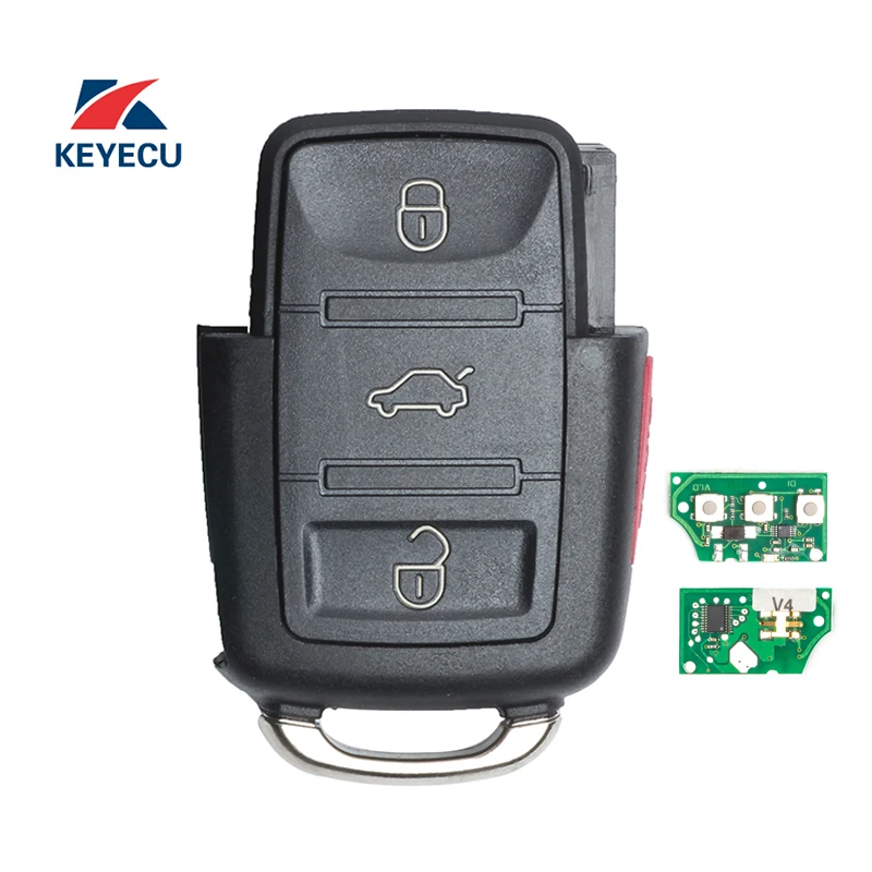 KEYECU Replacement Remote Car Key Starter Fob 3+1 Button 315MHz for VW
