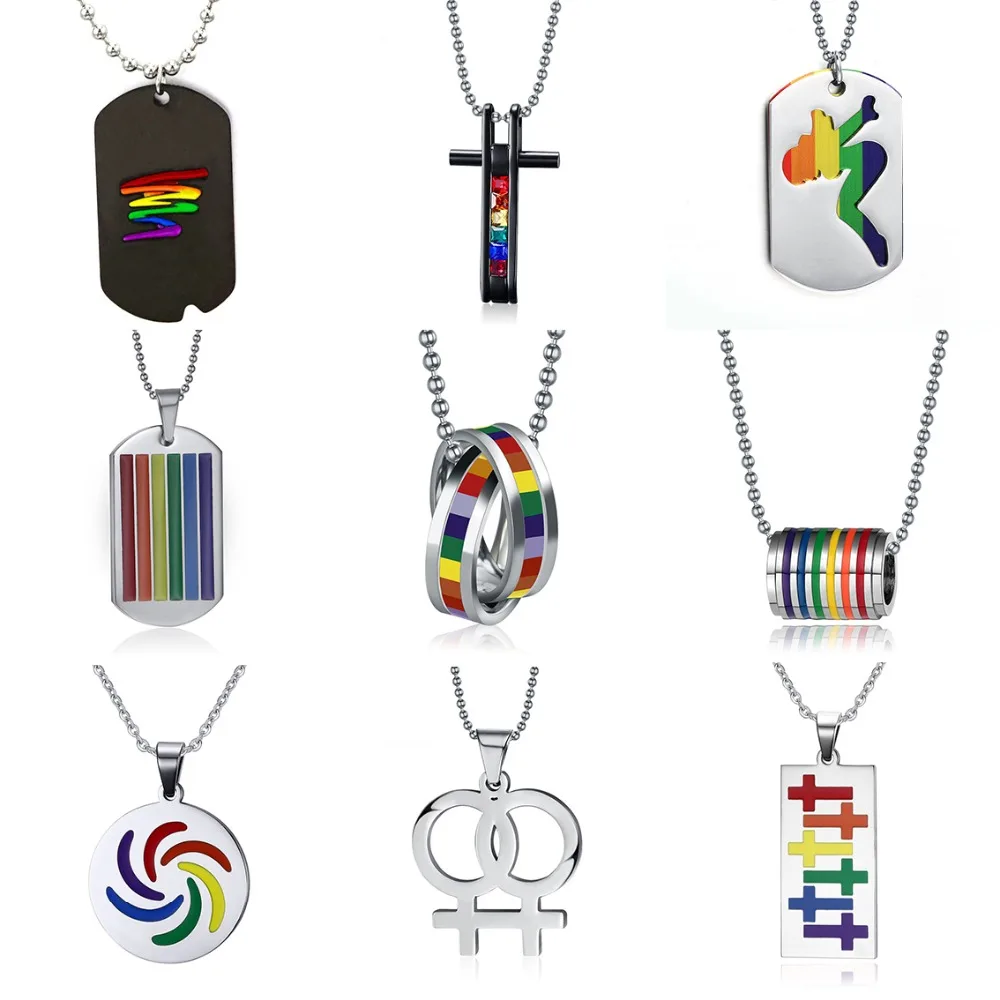 Rinhoo Новинка, ожерелье из нержавеющей стали с подвеской для геев, ЛГБТ, для мужчин и женщин, модный Радужный Шарм, ожерелье, ювелирное изделие