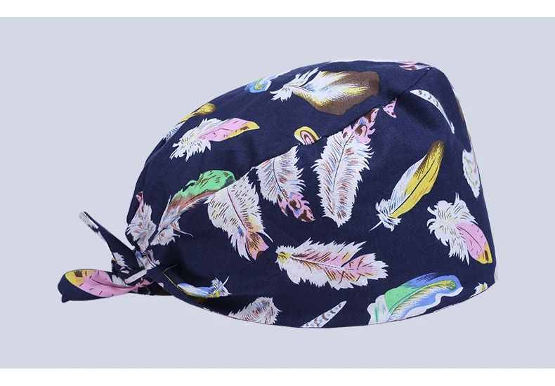 Hospital dental clinic Pediatrician cute cotton medical cap surgical cap feather pattern medical accessories unisex durags