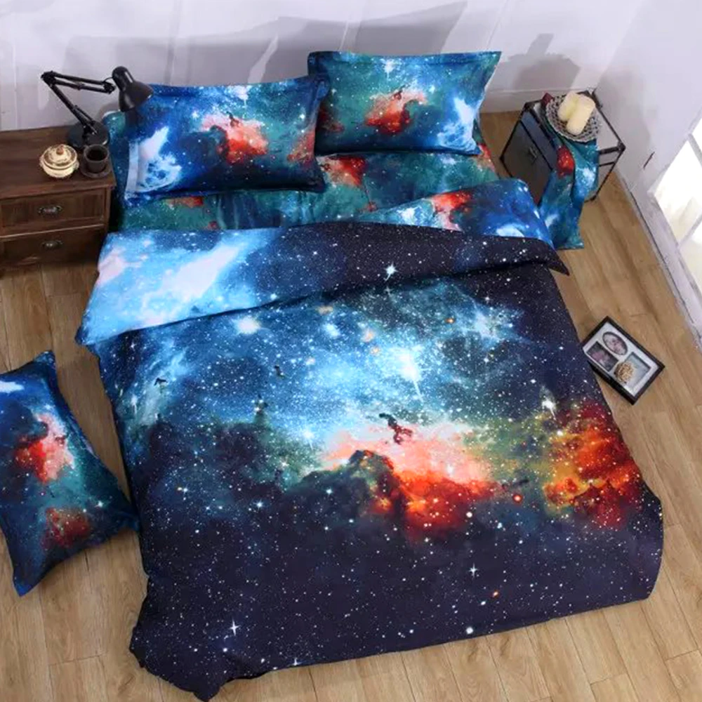 Juego de cama 3D universo juego de cama, edredón, funda de edredón, ropa de cama individual/doble/tamaño Queen, algodón satinado acolchado 1|bed satin - AliExpress