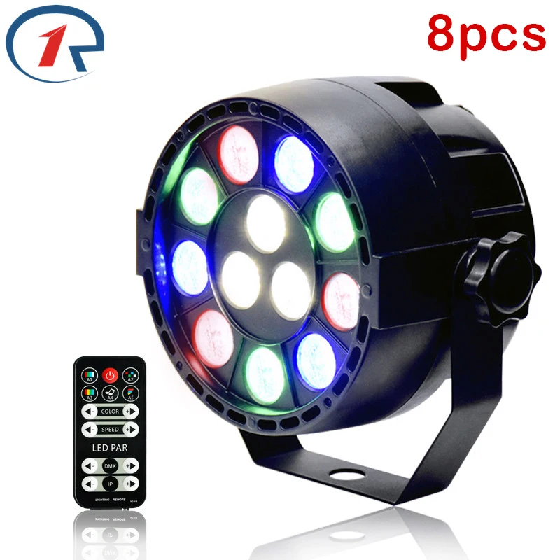 

ZjRight LED Par lights 8pcs/lot 15W IR Remote DMX512 Sound Control ktv bar birthday party lighting DJ disco Dyeing stage lights