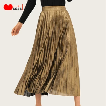 

Pleated Skirts Women 2019 Autumn High Waist Jupe Femme Midi Saia Faldas Mujer Mid-Calf Moda Casual Woman Chiffon Midi Skirts