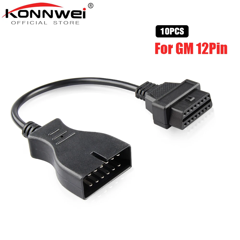 

10pcs/set Newest OBD OBD2 Connector for GM 12 Pin Adapter to 16Pin Diagnostic Cable GM 12Pin For GM Vehicles Auto scanner cables