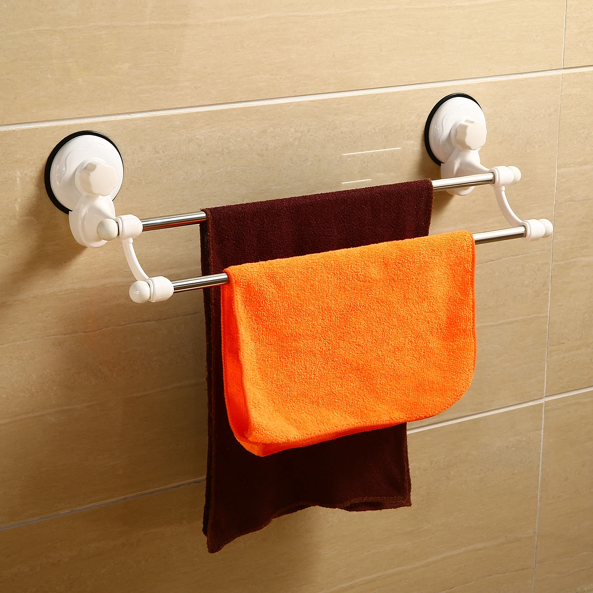 

Stainless Steel Suction Cup Non-mark Bathroom Towel Holder Wall Mount Rack Rail Shelf Length 52cm Bathroom Hardware