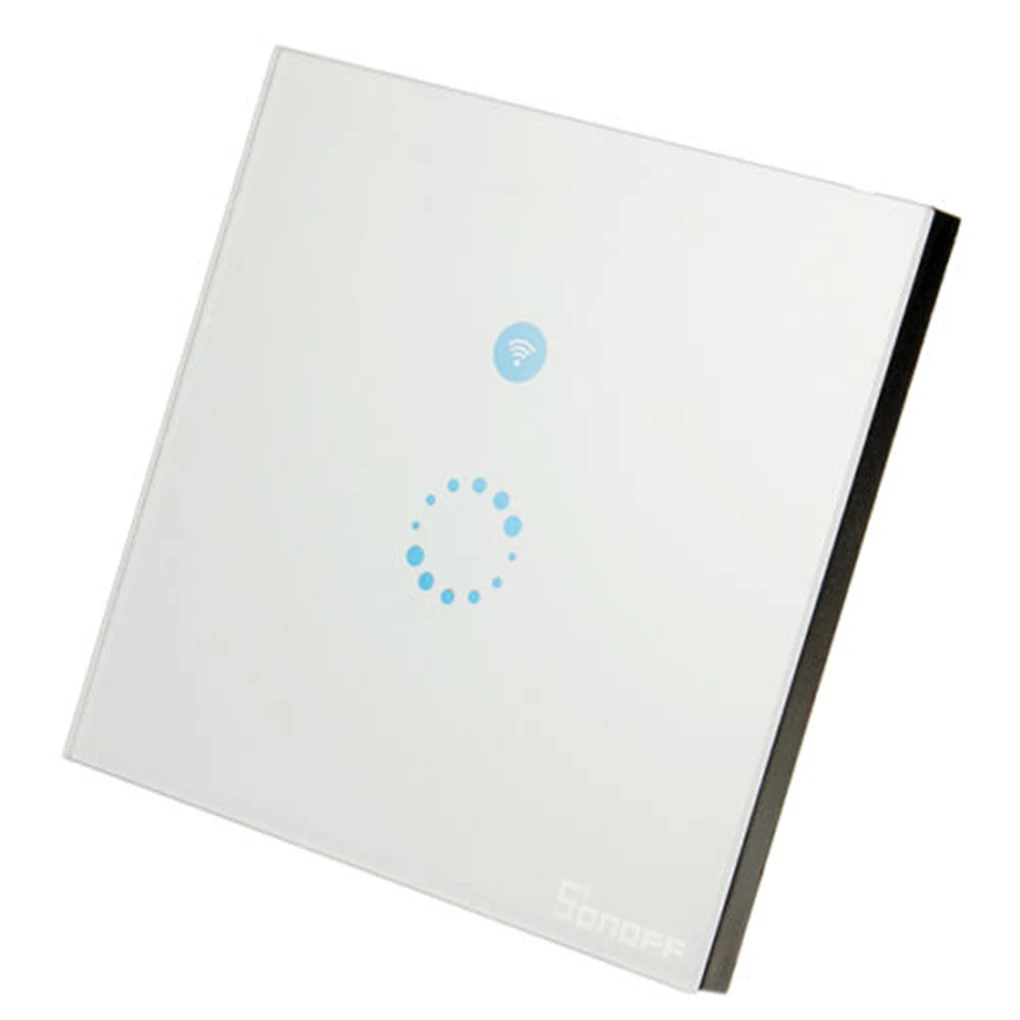 Koop Sonoff EU US Plug Wifi Draadloze Touch Afstandsbediening Gehard Glas Switch Panel LED Licht Schakelaar