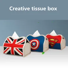 Льняная коробка-Держатель салфеток в машину мультфильм блок бумажных полотенец органайзеры четыре сезона Британский флаг авто тканевая сумка интерьерные аксессуары