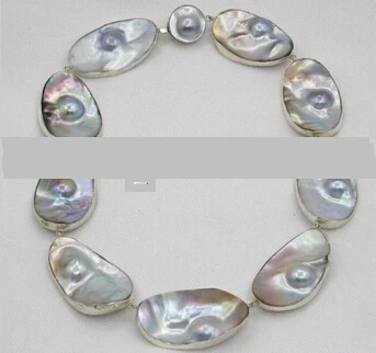

Miss charm Jew.522 100% NATURAL GRAY SOUTH SEA MABE PEARL NECKLACE (A0329)