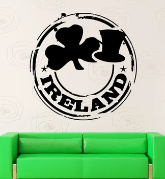 

Wall Stickers Vinyl Decal Ireland Dublin Shamrock Symbol Luck Talisman