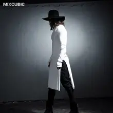 MIXCUBIC костюмы стилиста волос ночные костюмы Burr сплит Футболка мужская длинная секция Повседневная тонкая футболка мужская футболка, размер M-XL