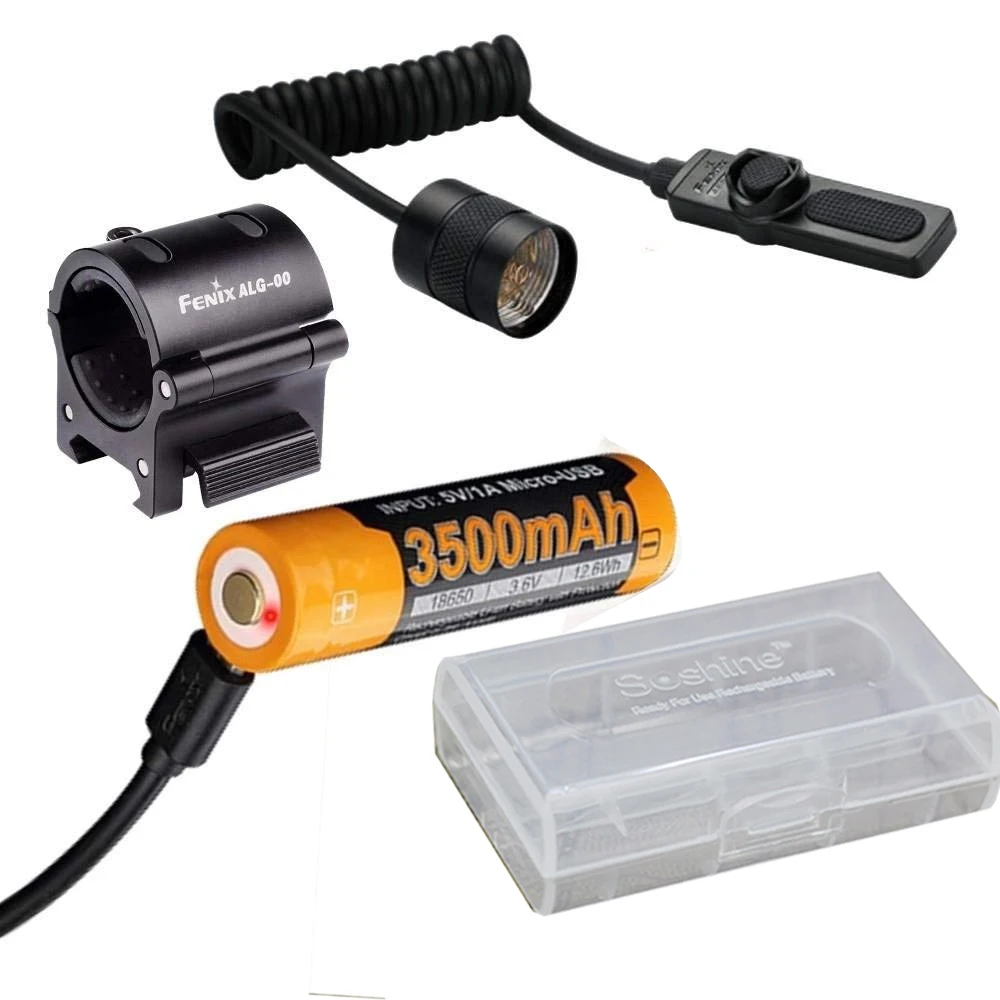 

Fenix ARB-L18-3500U 18650 USb rechargeable battery, ALG-00 weapon mount, AER-02 Pressure switch Battery case