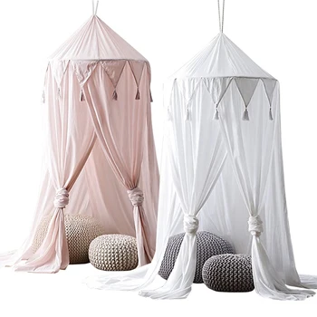 

Bed Canopy Lace Mosquito Net Pendant Play Tent Bedding Dome Netting Curtains for Kids WXV Sale