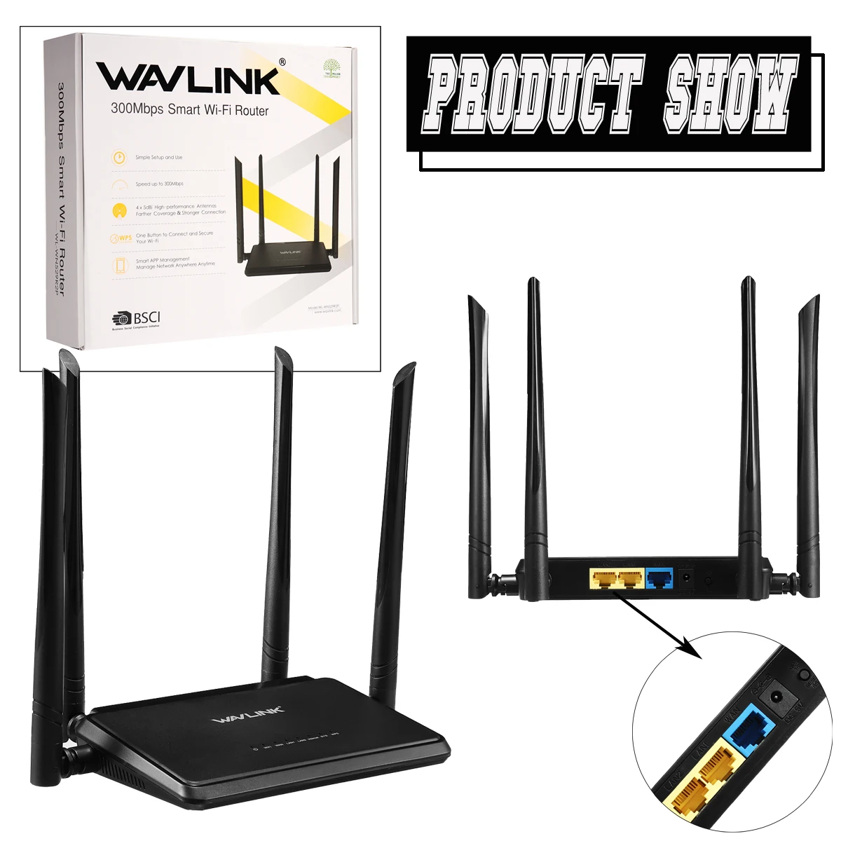 

LEORY WAVLINK 802.11N 300Mbps Omni Antenna Wireless Smart Router Range Extender wifi signal amplifier with External Antennas Hot