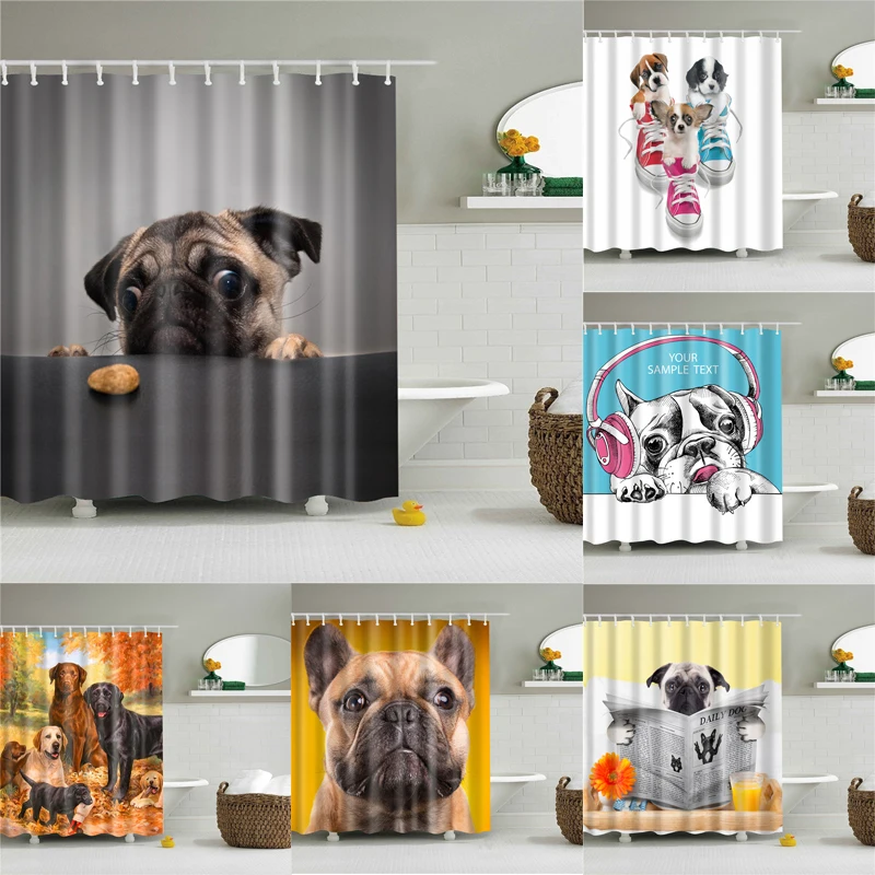Занавески для душа с изображениями животных собак ванной высокое качество