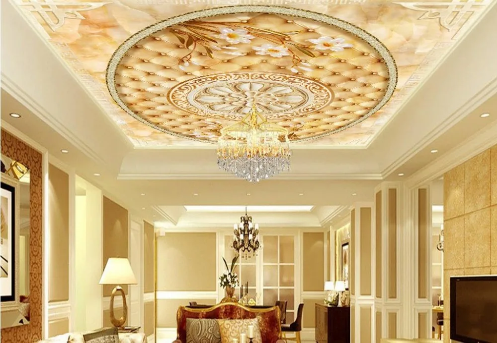 custom 3d ceiling murals wallpaper Magnolia flower marble photo mural