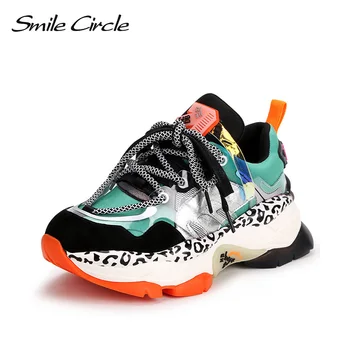 

Smile Circle Sneakers Women Flat Shoes spring fashion Retro Style Breathable Casual Ladies Platform Shoes
