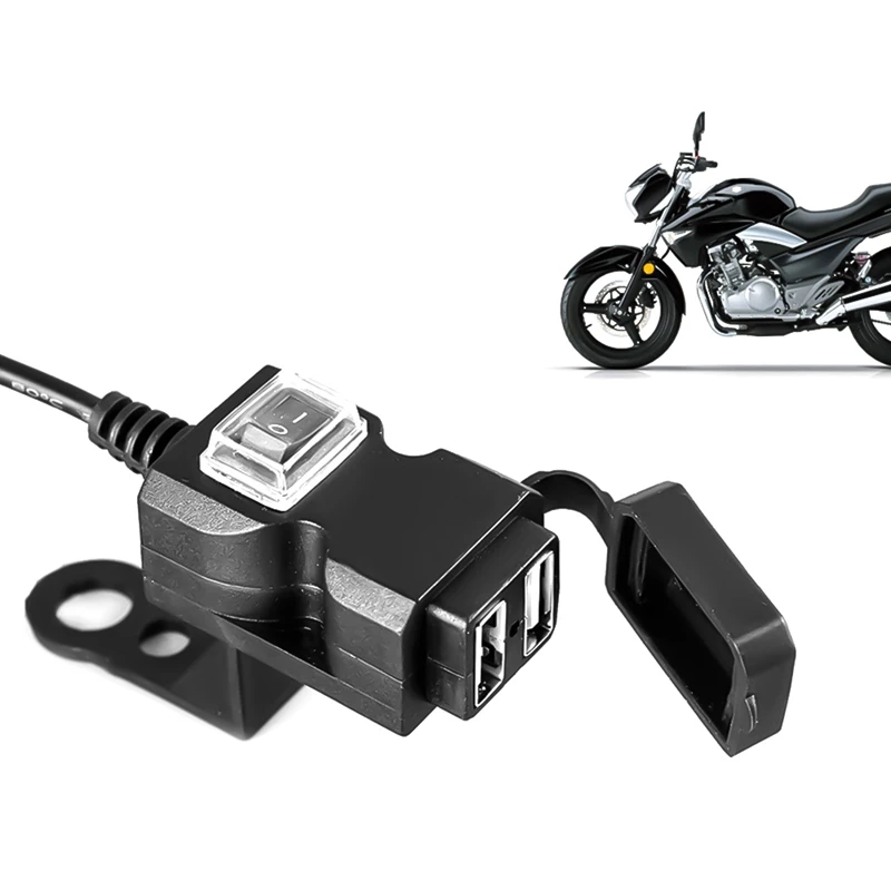 Двойной USB порт 12 в водонепроницаемый мотоцикл руль зарядное устройство 5 В 1A/2.1A адаптер питания Разъем для мобильного телефона