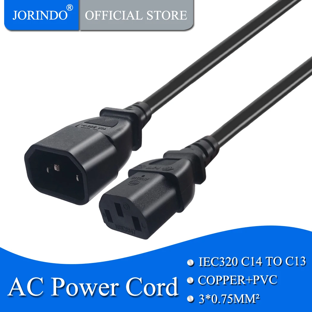 JORINDO 0 5 M/1.6FT IEC320 C14 для C13 шнур питания переменного тока 3-контактный постоянного в