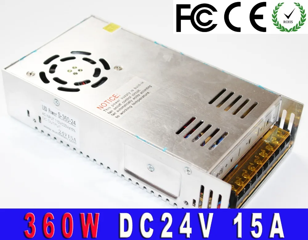 Switching Power Supply dc24v 15A 360w For Strip light Display  transformer 220v 110V ac to dc 24v Output For LED Lamp