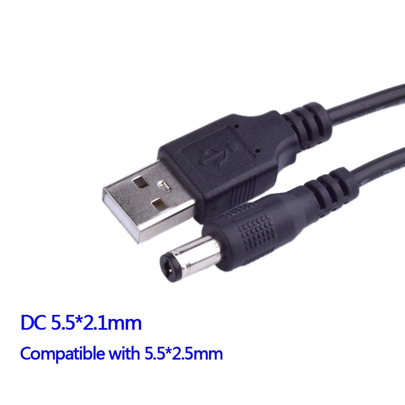 Color: Black Davitu 1pcs 5.52.1mm Female Jack to USB 2.0 Male Plug with 30cm Cable DC Power 5.5x2.1mm Charging Connector Color: Black Davitu 1pcs 5.52.1mm Female Jack to USB 2.0 Male Plug with 30cm Cable DC Power 5.5x2.1mm Charging Connector