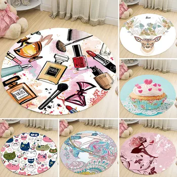 

Living Room Anti-slip Christmas Round Carpet Freshness Beauty Bedroom Area Rugs Chair Floor Deer Mat Home Decor 60 80 100 120CM