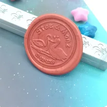 Лебедь пара воск печать штамп, конверт печать DIY уплотнение воск штамп Винтаж пользовательский дизайнерский брелок набор деревянная металлическая ручка деко