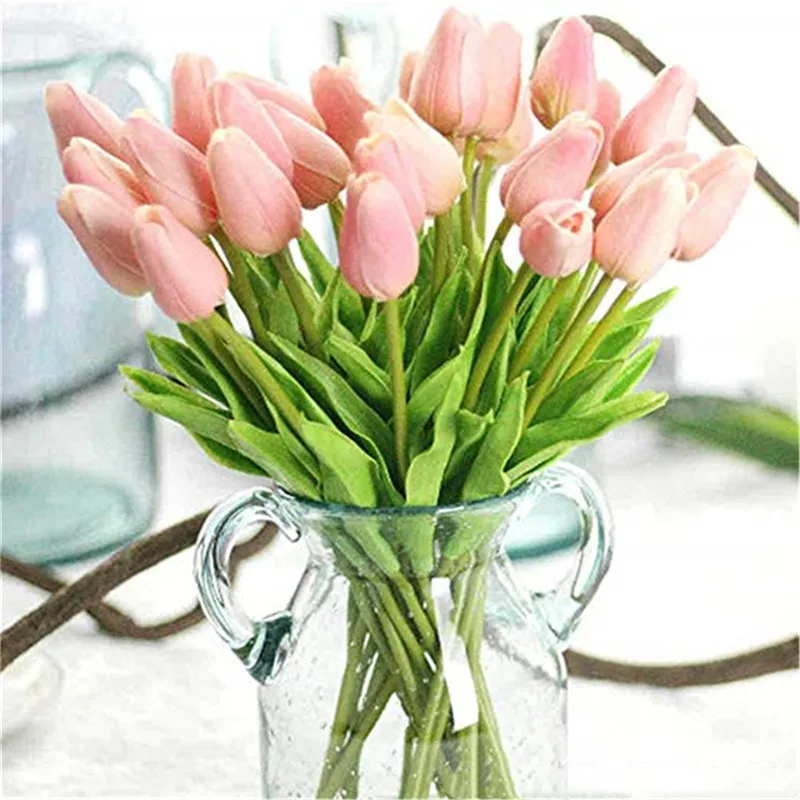 

10pcs/Lot Tulips Artificial Flowers Real Touch Artificial Decor Mini Tulip for Home Wedding Decoration Flowers Supplies