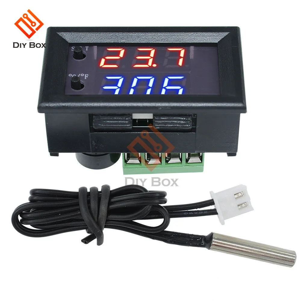 W1209 светодиодный цифровой датчик температуры Термостат контроллер DC12V красный/синий/зеленый/белый терморегулятор инкубатор метр W1209WK