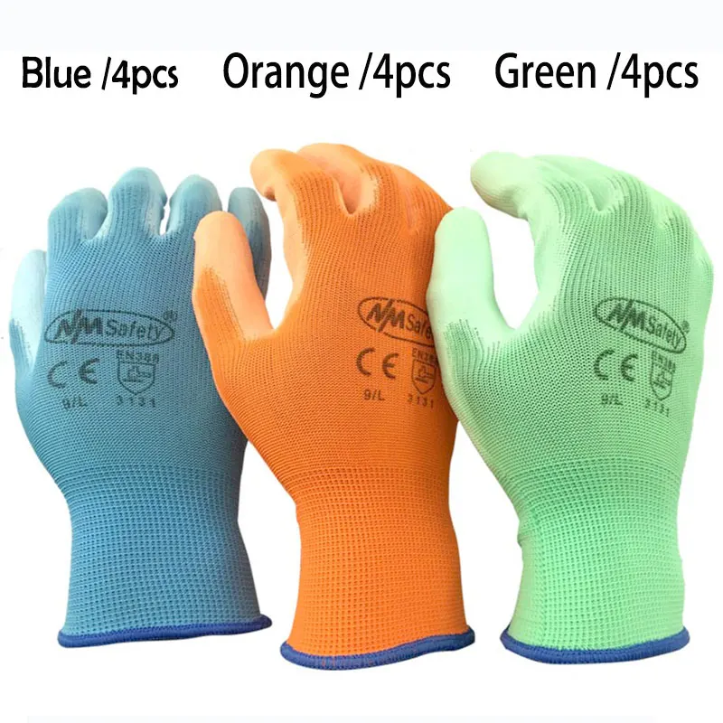 NMSafety 12 пар рабочих перчаток для ПУ пальмовое покрытие защитные перчатки