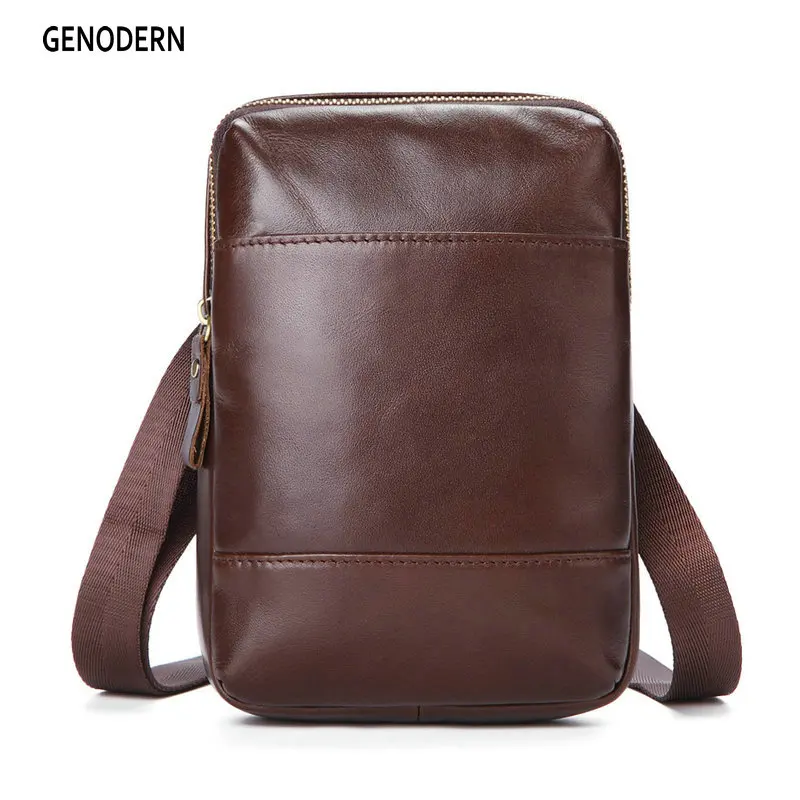 

GENODERN Men's Genuine Leather Crossbody Bag Men Shoulder Bags Small Messenger Bag for Men Leather Small Bags Male Handbags