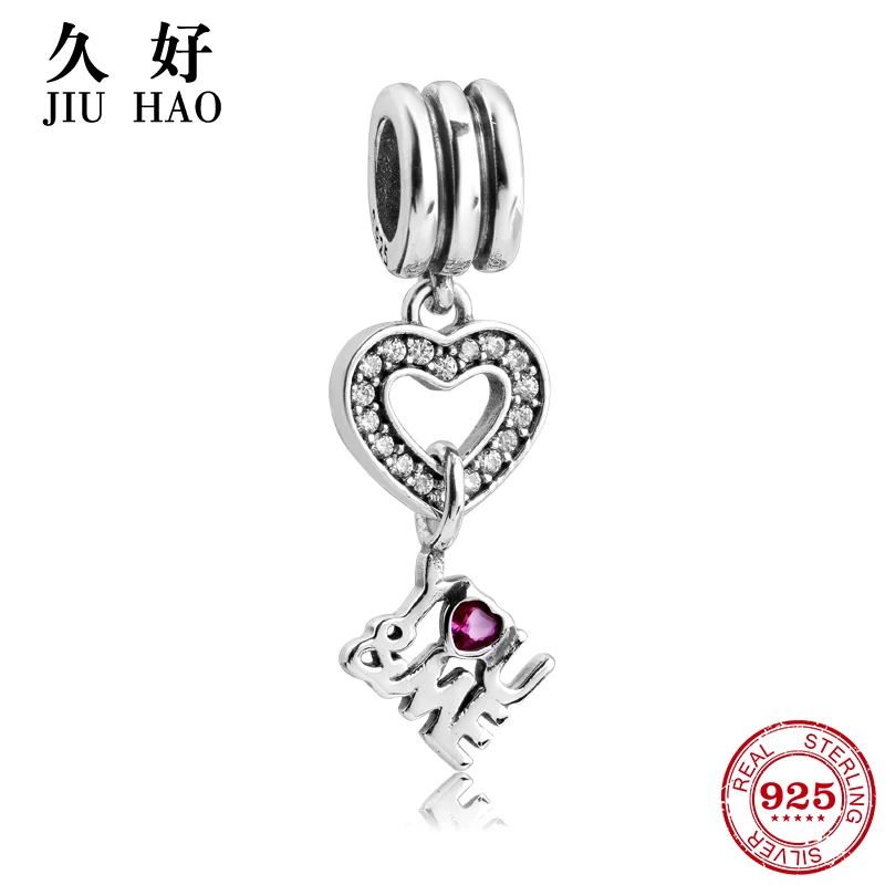 

925 Sterling Silver Heart love Pendant beads womens accessories trendy 2018 Fit Original Pandora Charm Bracelet Jewelry making