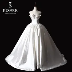 Jusere 2019 реальные фотографии оборками бюст с открытыми плечами бальное платье Свадебные платья vestido de noiva Часовня хвост