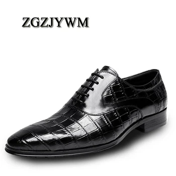 

ZGZJYWM Products Spring/Autumn Fashion Breathable High Quality Genuine Leather Pointed Toe Lace-Up Oxford Dress Shoes For Men