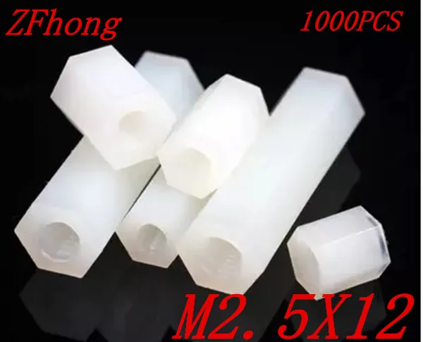 

1000pcs/lot M2.5*12 M2.5 X 12 Nylon Standoff Spacer Female to Female Thread